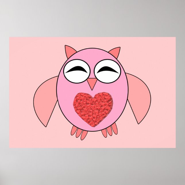 Poster de Chouette Coeur Rose Love (Devant)