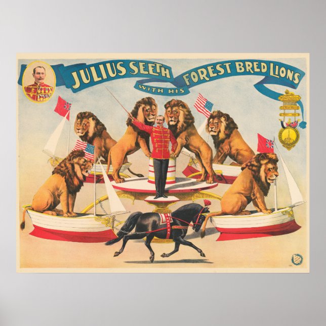Poster De Cirque De Julius Vit Avec Ses Lions (Devant)