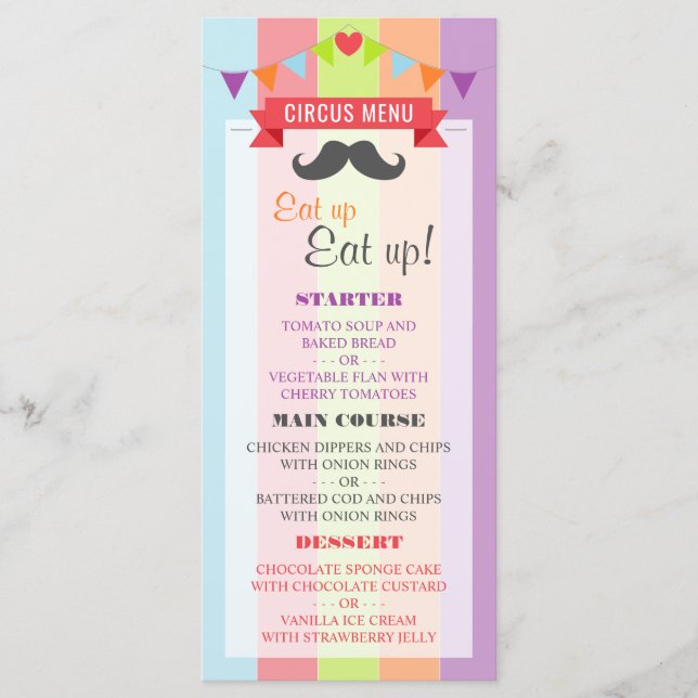 Poster de cirque vintage Menu d'anniversaire pour  (Devant)