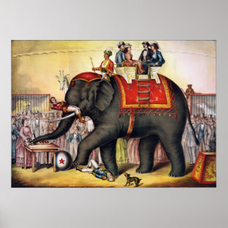 Poster de cirque vintage - Performing elephant
