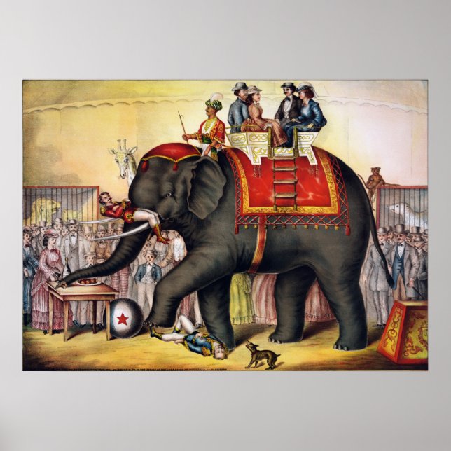 Poster de cirque vintage - Performing elephant (Devant)