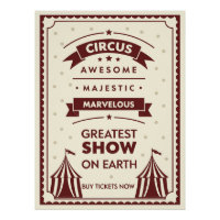 Poster de cirque vintage - Tentes et étoiles majes