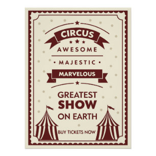 Poster de cirque vintage - Tentes et étoiles majes