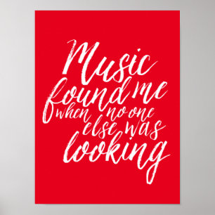 Poster de citation de musique rouge