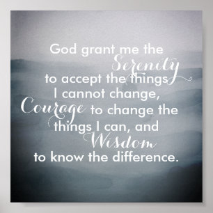 Poster de citation de prière Sérénité bleu aquarel