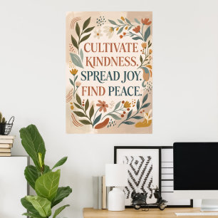 Poster de citation florale Cultivez la gentillesse