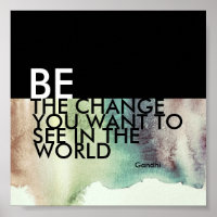 Poster de citation Gandhi être le changement aquar
