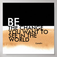 Poster de citation Gandhi être le changement aquar