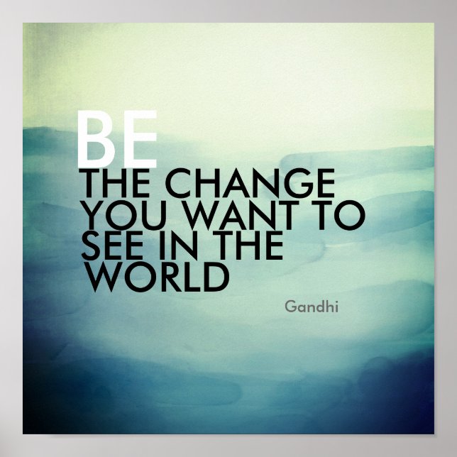 Poster de citation Gandhi être le changement aquar (Devant)