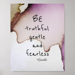 Poster de citation Gandhi être sans peur aquarelle