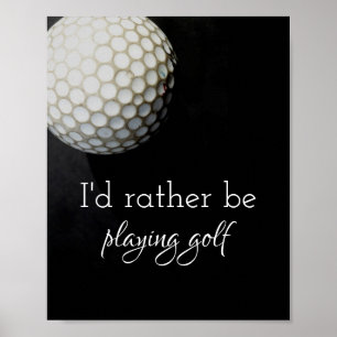 poster de citation pour golfeurs noir et blanc