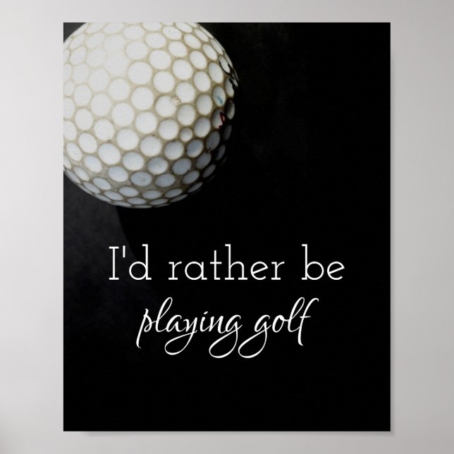 poster de citation pour golfeurs noir et blanc (Devant)