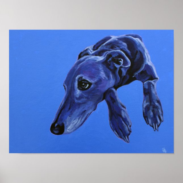 Poster de 'Cobalt Daydream' - chien bleu lurcher (Devant)