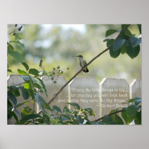 Poster de colibri avec la citation "Little Things"