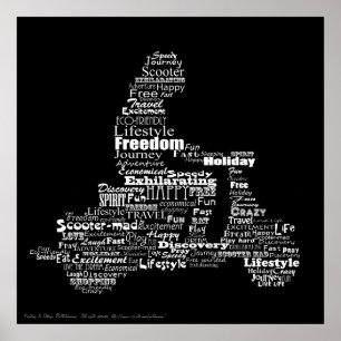 Poster de collage de mot de scooter