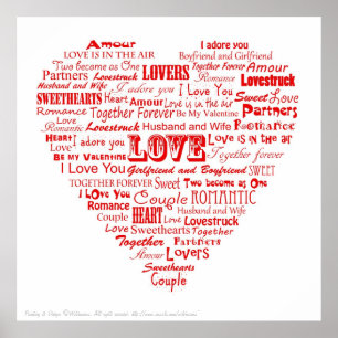 Poster de collage de mots d'amour