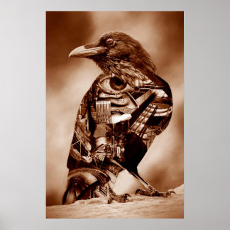 Poster de collage surréaliste Raven