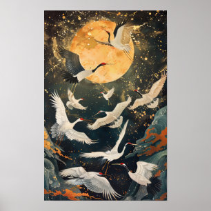 Poster de collecte de la famille de grues dorées g