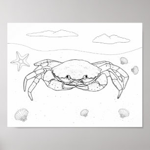 Poster de coloration pour adultes de crabe