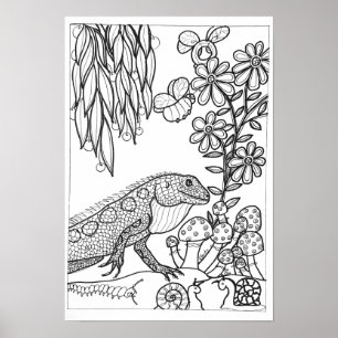 Poster de coloriage 13x19 avec lézard