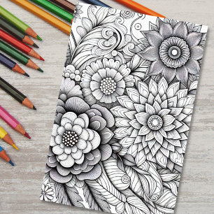 Poster de coloriage 3D Floral Adulte