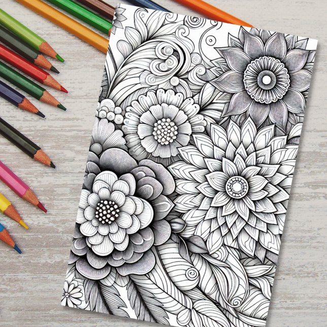 Poster de coloriage 3D Floral Adulte (Créateur téléchargé)