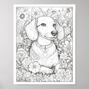Poster de coloriage de Chien de Cute Dachshund