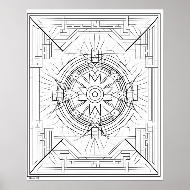 Poster de coloriage de mandala géométrique pour ad (Devant)