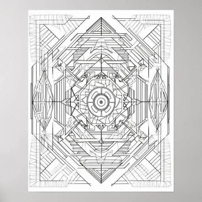 Poster de coloriage de mandala géométrique pour ad (Devant)