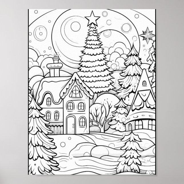 Poster de coloriage de Noël (Devant)