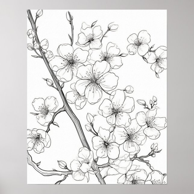 Poster de coloriage des fleurs de printemps pour a (Devant)