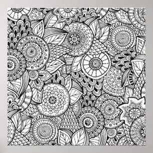 Poster de coloriage en cachemire floral Abstrait