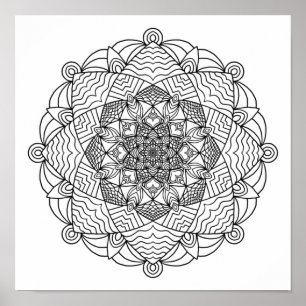 Poster de coloriage - Fleur de vague Mandala