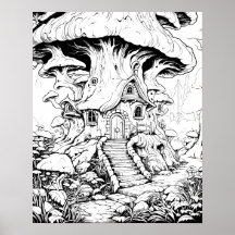 Poster de coloriage Imaginaire de la maison de cha