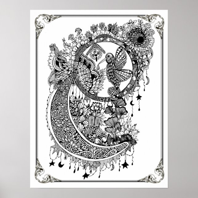 Poster de coloriage "Nectar de colibri de MmeDee" (Devant)