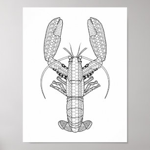 Poster de coloriage pour adultes de homard