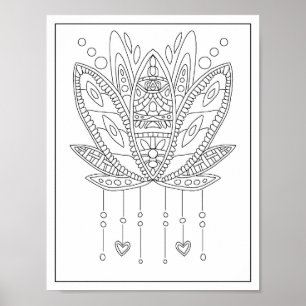 Poster de coloriage pour adultes Lotus Mandala