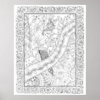 Poster de coloriage pour adultes "Peace, Love & Jo