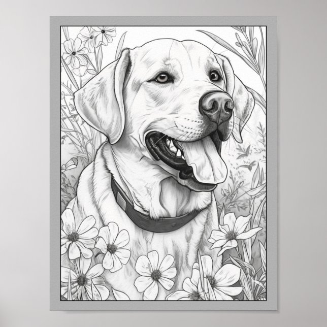 Poster de coloriage pour chien de trieur du Labrad (Devant)