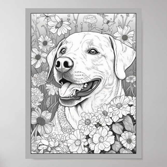 Poster de coloriage pour chien de trieur du Labrad (Devant)