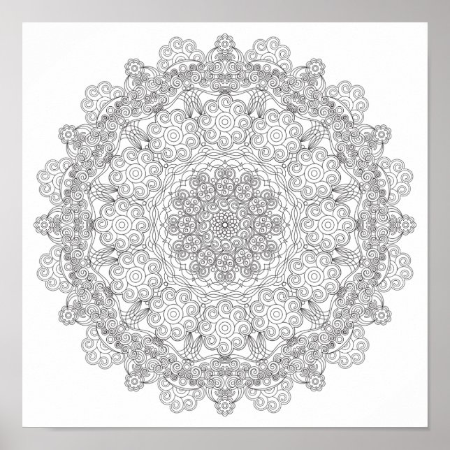 Poster de coloriage - Tourbillonnant Lacy Mandala (Devant)