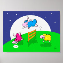 Poster de comptage des moutons amusant
