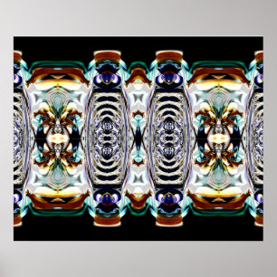 Poster de conception fractée rouille et noire