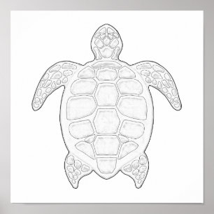 Poster de couleur adulte de la tortue de mer