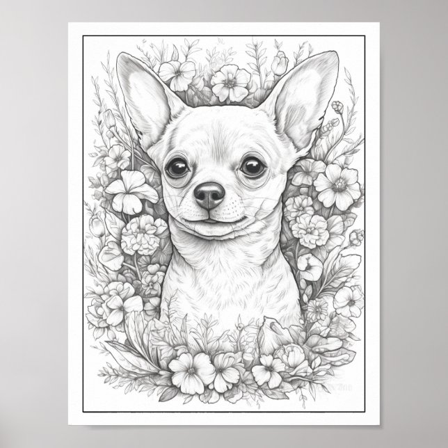 Poster de couleur Chihuahua Chig Cute (Devant)