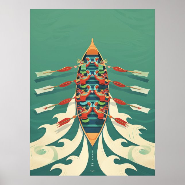 Poster de course de bateaux Dragon (Devant)