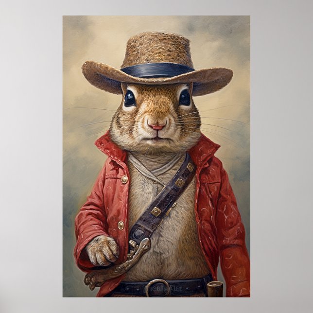 Poster de cow-boy écureuil, pépinière et art pour  (Devant)