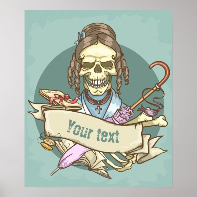 Poster de crâne Vintage personnalisable (Devant)