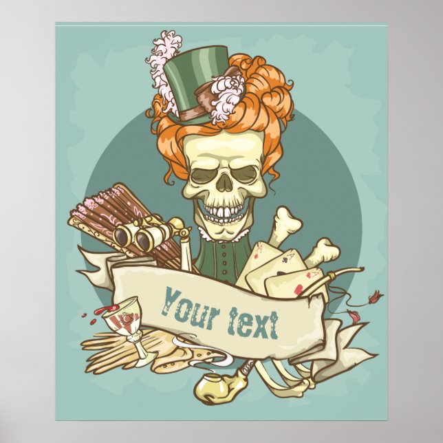 Poster de crâne Vintage personnalisable (Devant)