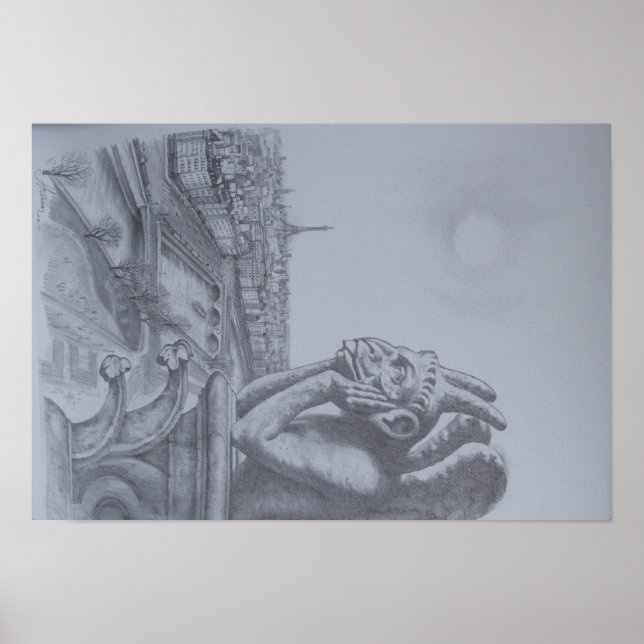 Poster de croquis Notre Dame Gargoyle (Devant)